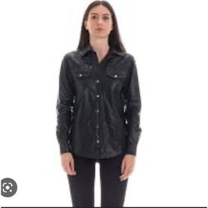 Pinko Ciambella Camicia Faux Leather Shirt